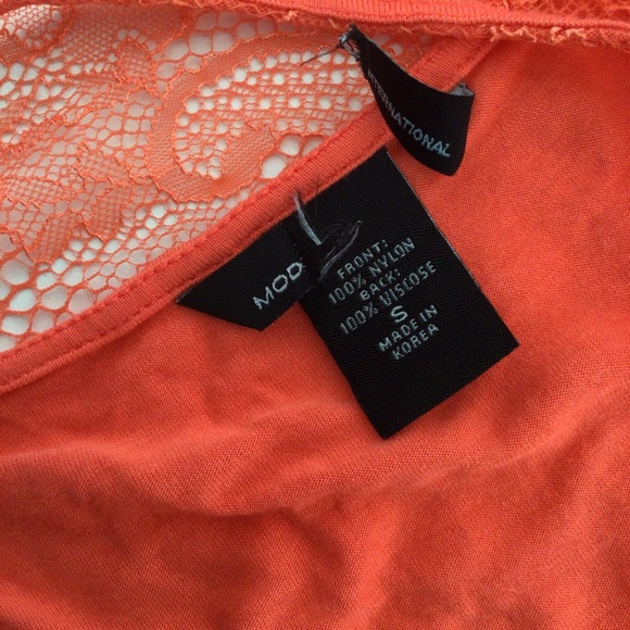 MODA INTERNATIONAL FOR VICTORIAS SECRET SHEER ORANGE LACE SLEEVELESS TOP SMALL - Picture 9 of 11